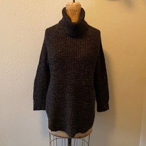 Free People Turtleneck Tunic Sweater XS EUC Marled Black